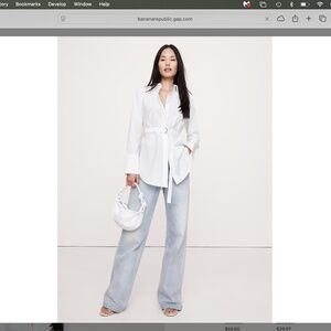 Banana Republic COTTON POPLIN BELTED TUNIC SHIRT Sz M NWT